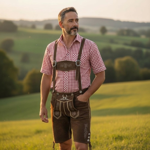 BAVARIA TRACHTEN Other - Authentic German Lederhosen Genuine Leather Short Dark Brown Men’s Size 32 New
